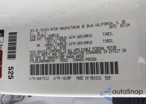 2024 Toyota Tacoma Trd Sport z USA, uszkodzony, nr VIN 3TMLB5JN8RM009747